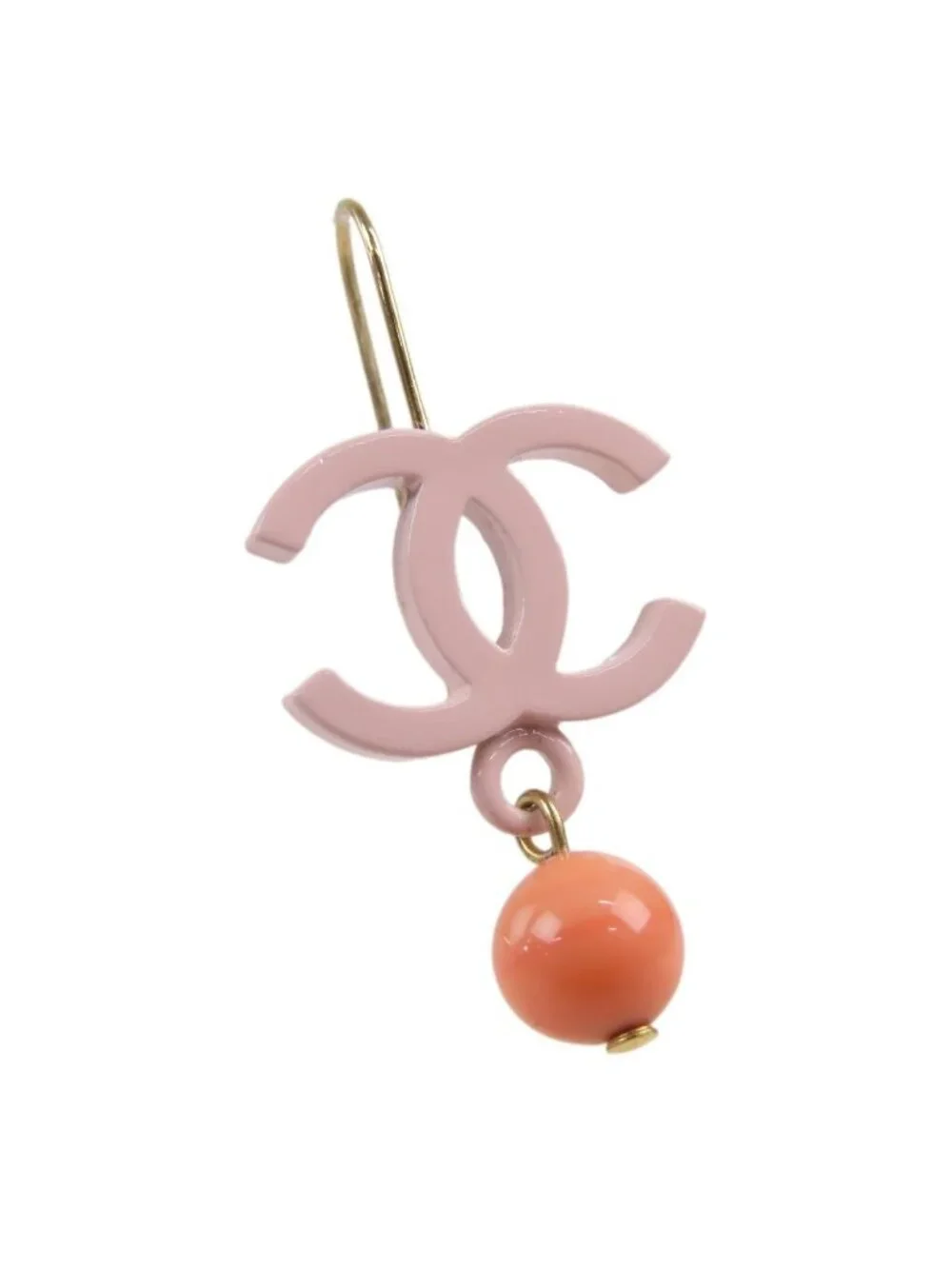 Chanel Earrings Pink Metal Swing CC Logo